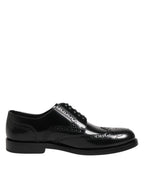 Dolce & Gabbana Black Leather Derby Wingtip Formal Shoes - Eljoys Fashion 