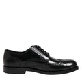 Dolce & Gabbana Black Leather Derby Wingtip Formal Shoes