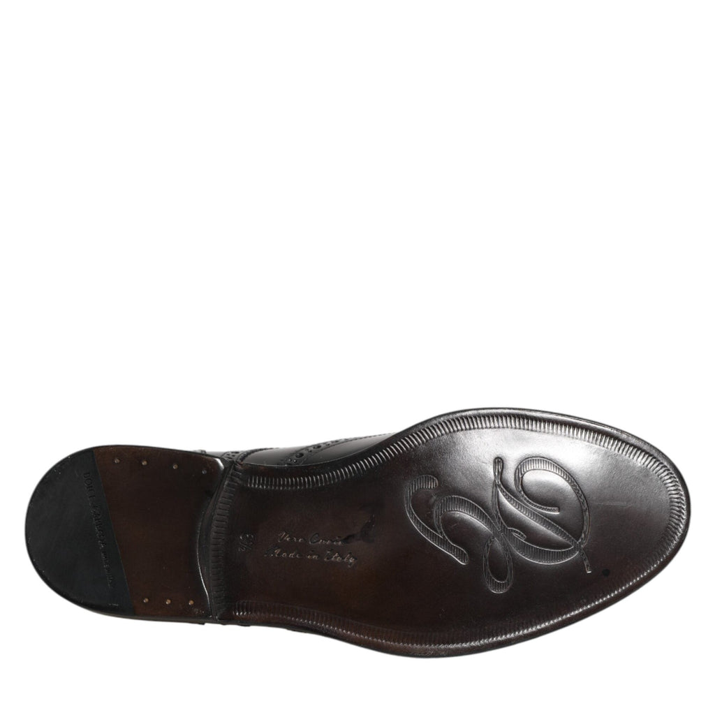 Dolce & Gabbana Black Leather Derby Wingtip Formal Shoes
