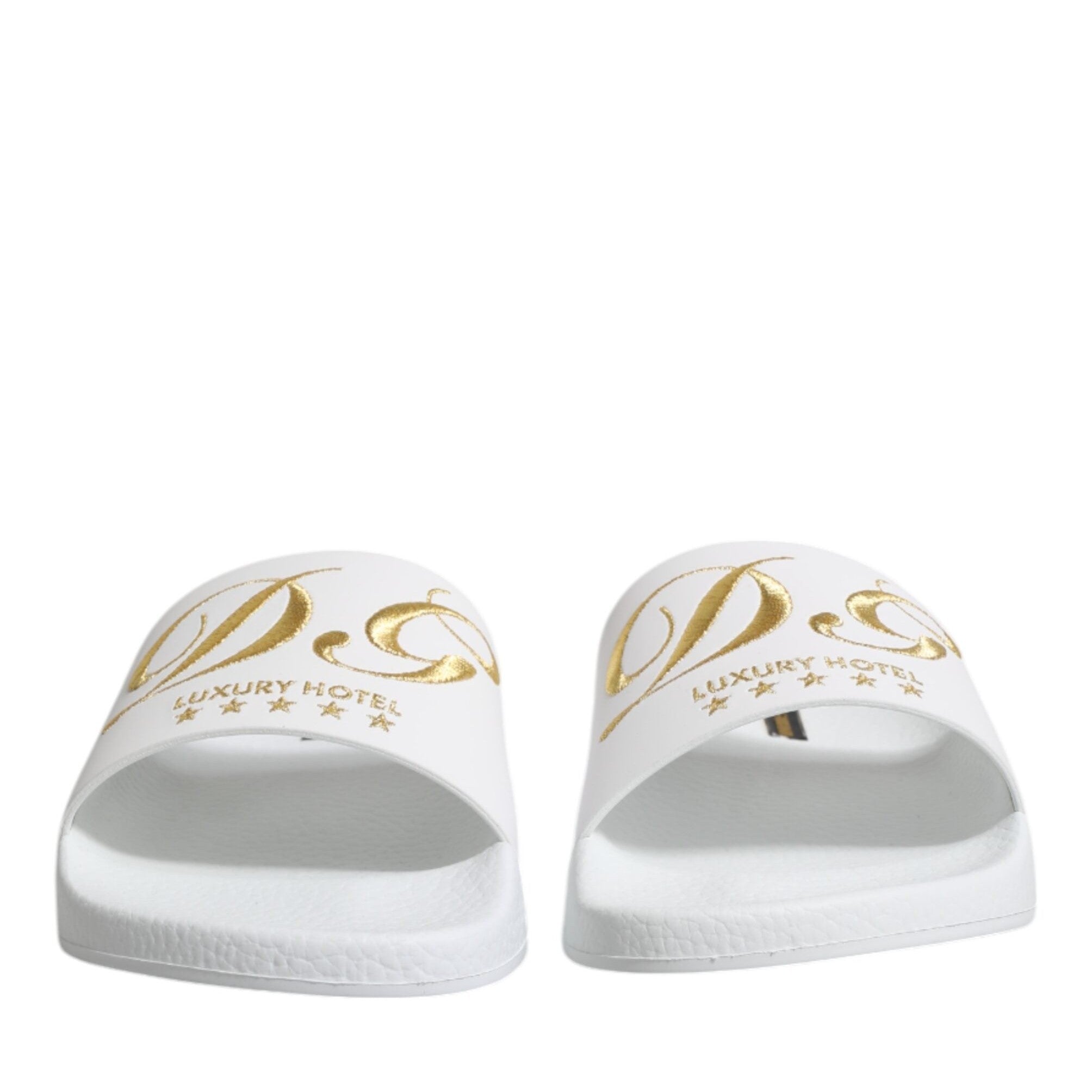 Dolce & Gabbana White Leather Slides Sandals Beachwear Shoes
