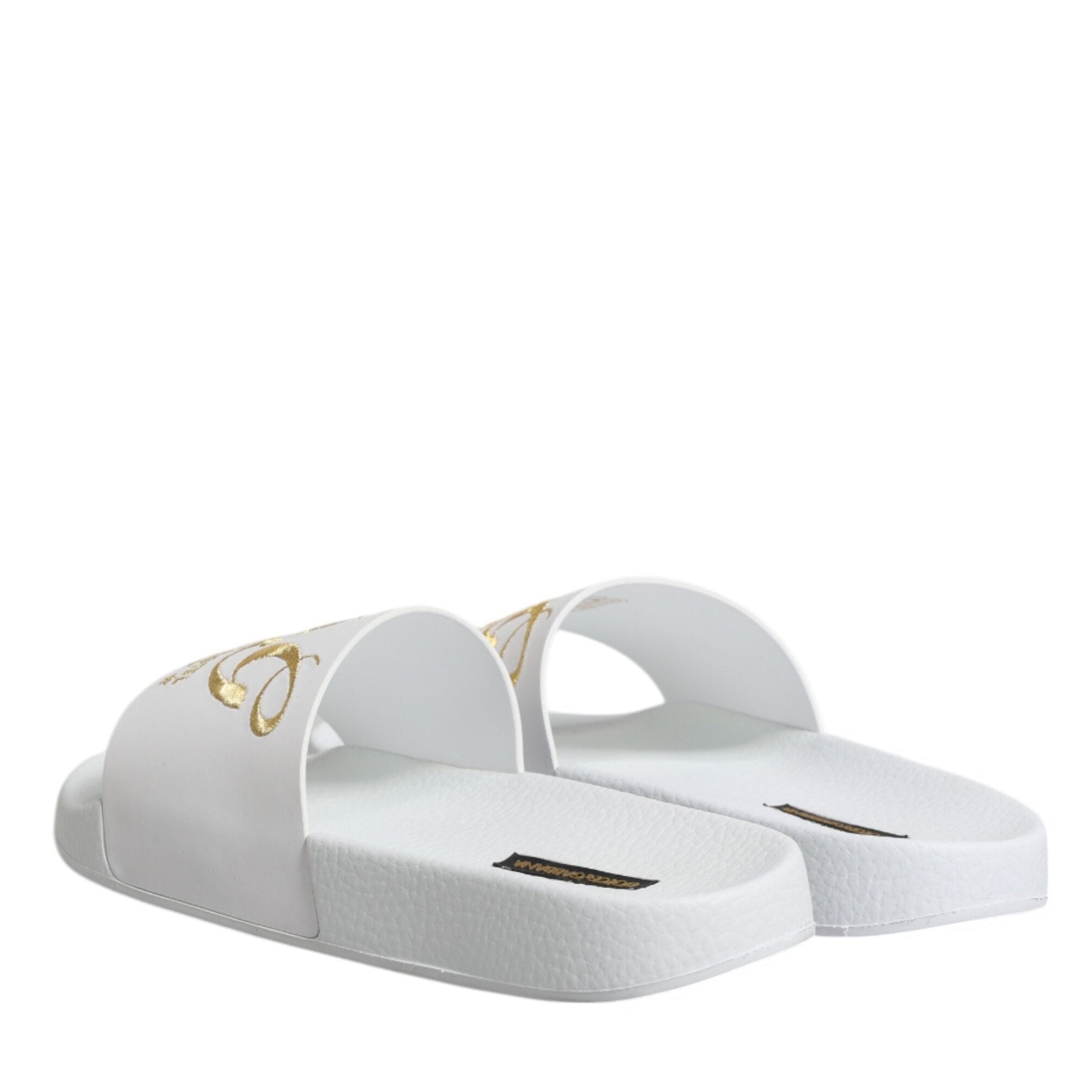Dolce & Gabbana White Leather Slides Sandals Beachwear Shoes