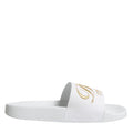Dolce & Gabbana White Leather Slides Sandals Beachwear Shoes