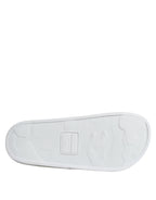 Dolce & Gabbana White Leather Slides Sandals Beachwear Shoes - Eljoys Fashion 