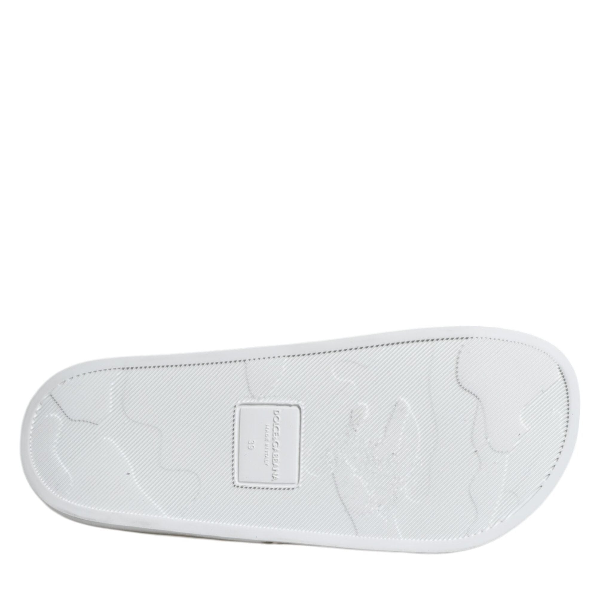 Dolce & Gabbana White Leather Slides Sandals Beachwear Shoes