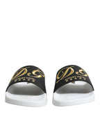 Dolce & Gabbana White Black Leather Sandals Beachwear Shoes - Eljoys Fashion 
