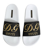 Dolce & Gabbana White Black Leather Sandals Beachwear Shoes - Eljoys Fashion 
