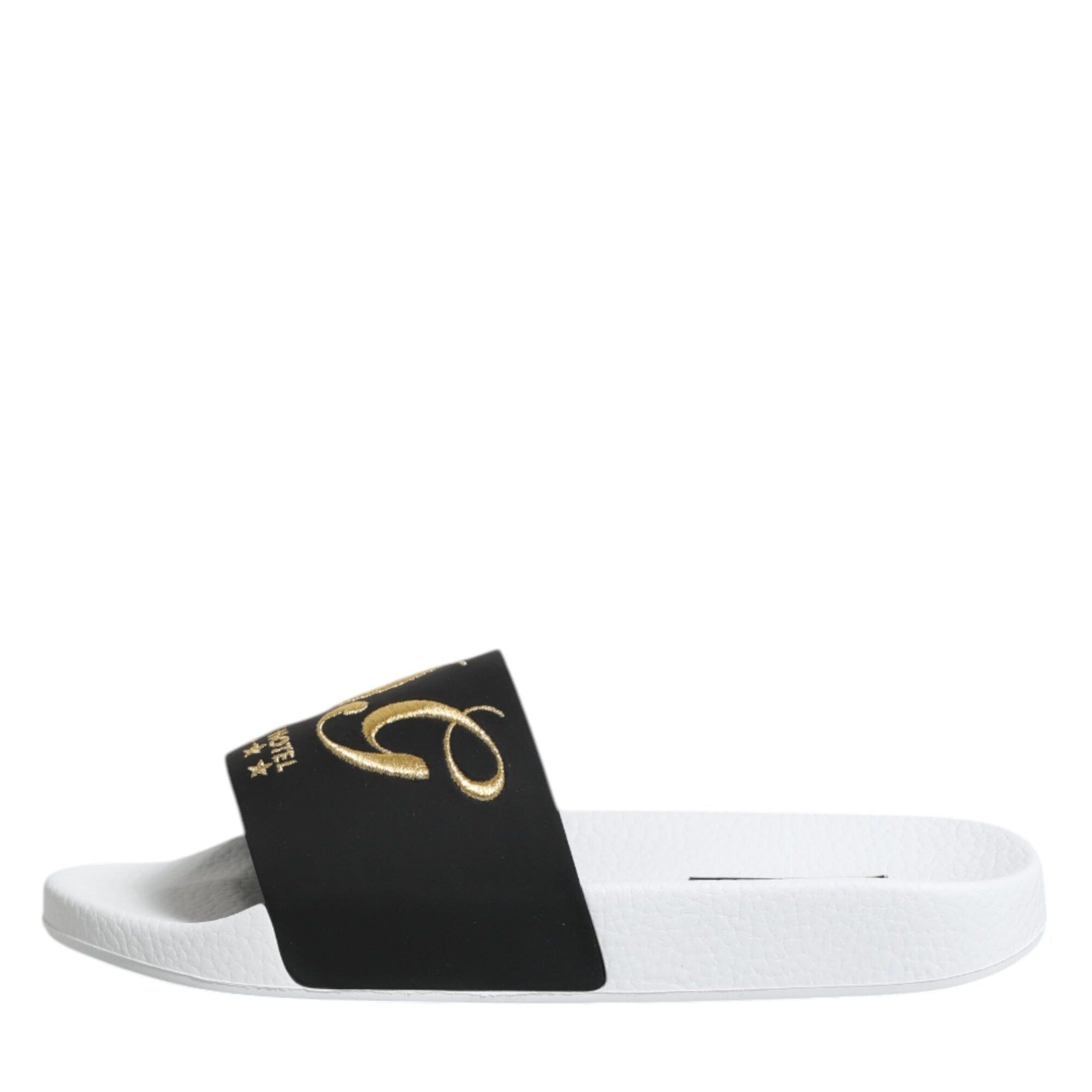 Dolce & Gabbana White Black Leather Sandals Beachwear Shoes