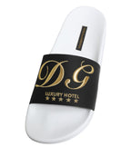 Dolce & Gabbana White Black Leather Sandals Beachwear Shoes - Eljoys Fashion 