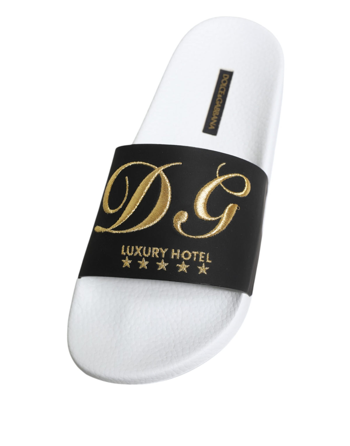 Dolce & Gabbana White Black Leather Sandals Beachwear Shoes - Eljoys Fashion 