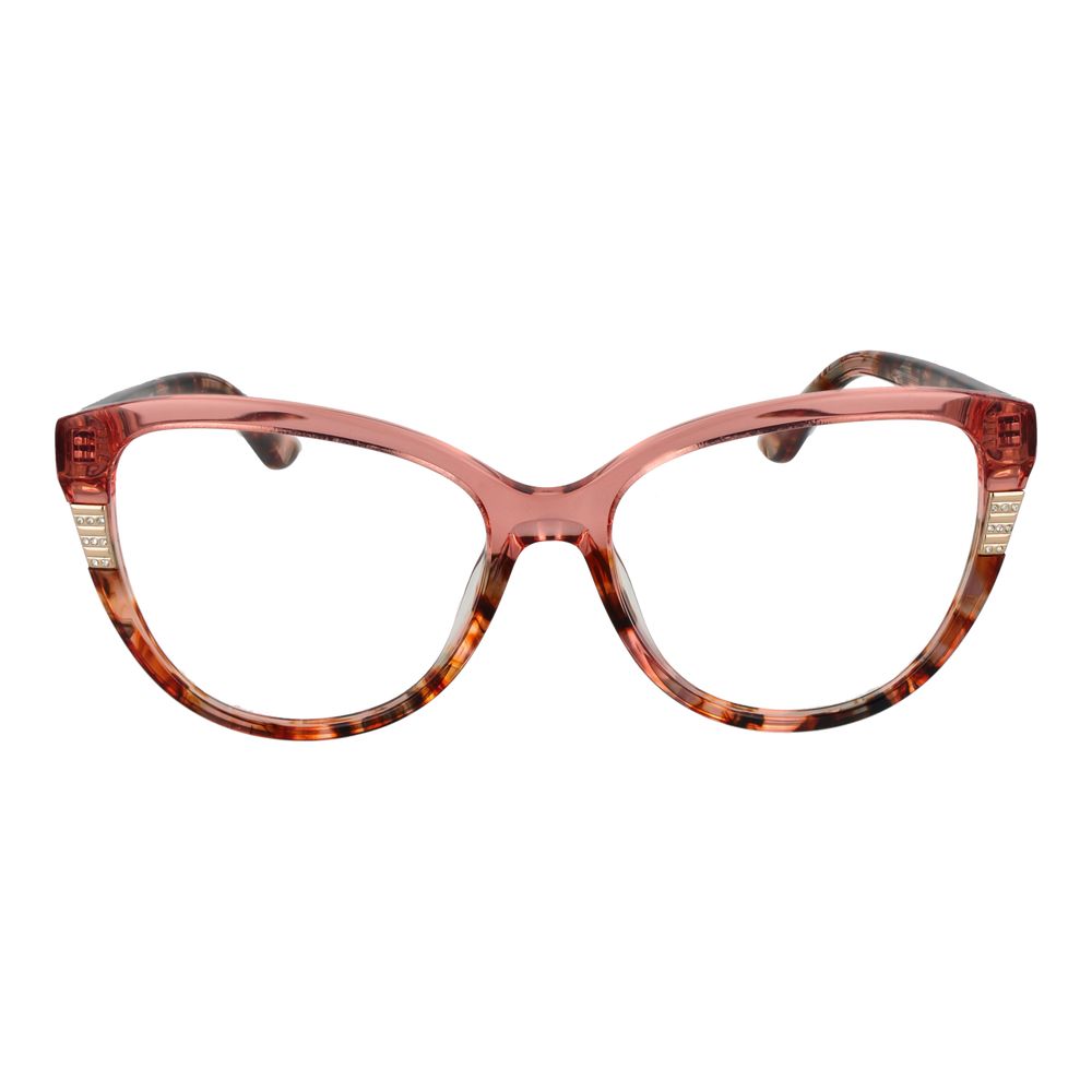 Marciano by Guess pink acetate eyeglasses frames, stylish and lightweight with rounded design and clear lenses.