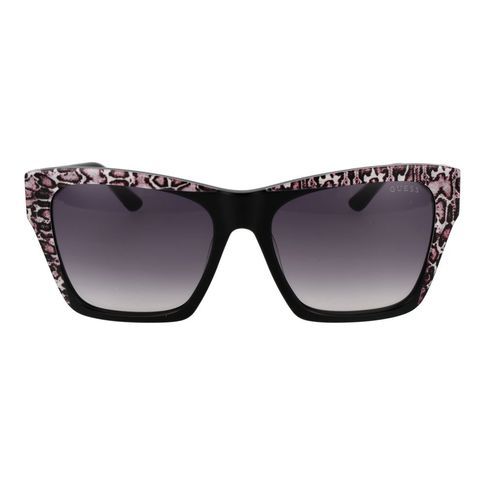 Guess black acetate sunglasses with sleek frame and dark tinted lenses, showcasing stylish and modern eyewear design.