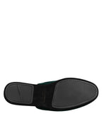 Dolce & Gabbana Green Velvet Cross Embellished Slippers Shoes - Eljoys Fashion 