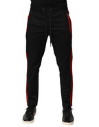 Dolce & Gabbana Red Stripe Cotton Logo Jogger Sweatpants Pants - Eljoys Fashion 