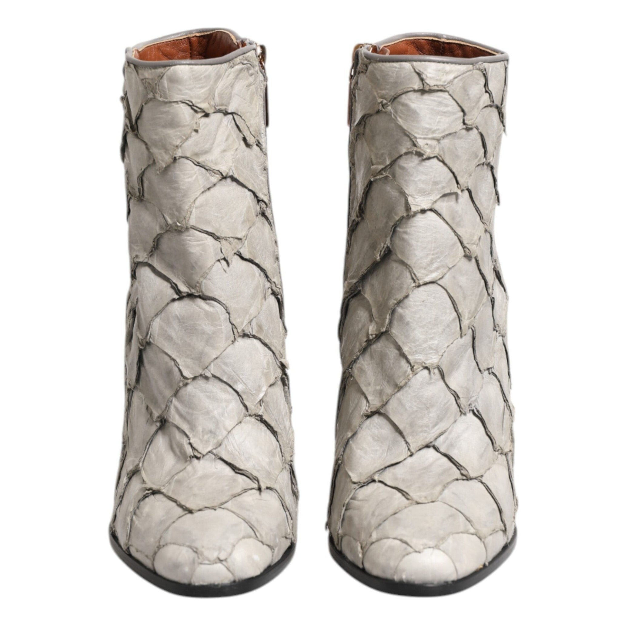 Dolce & Gabbana Off White Leather Heels Ankle Boots Shoes