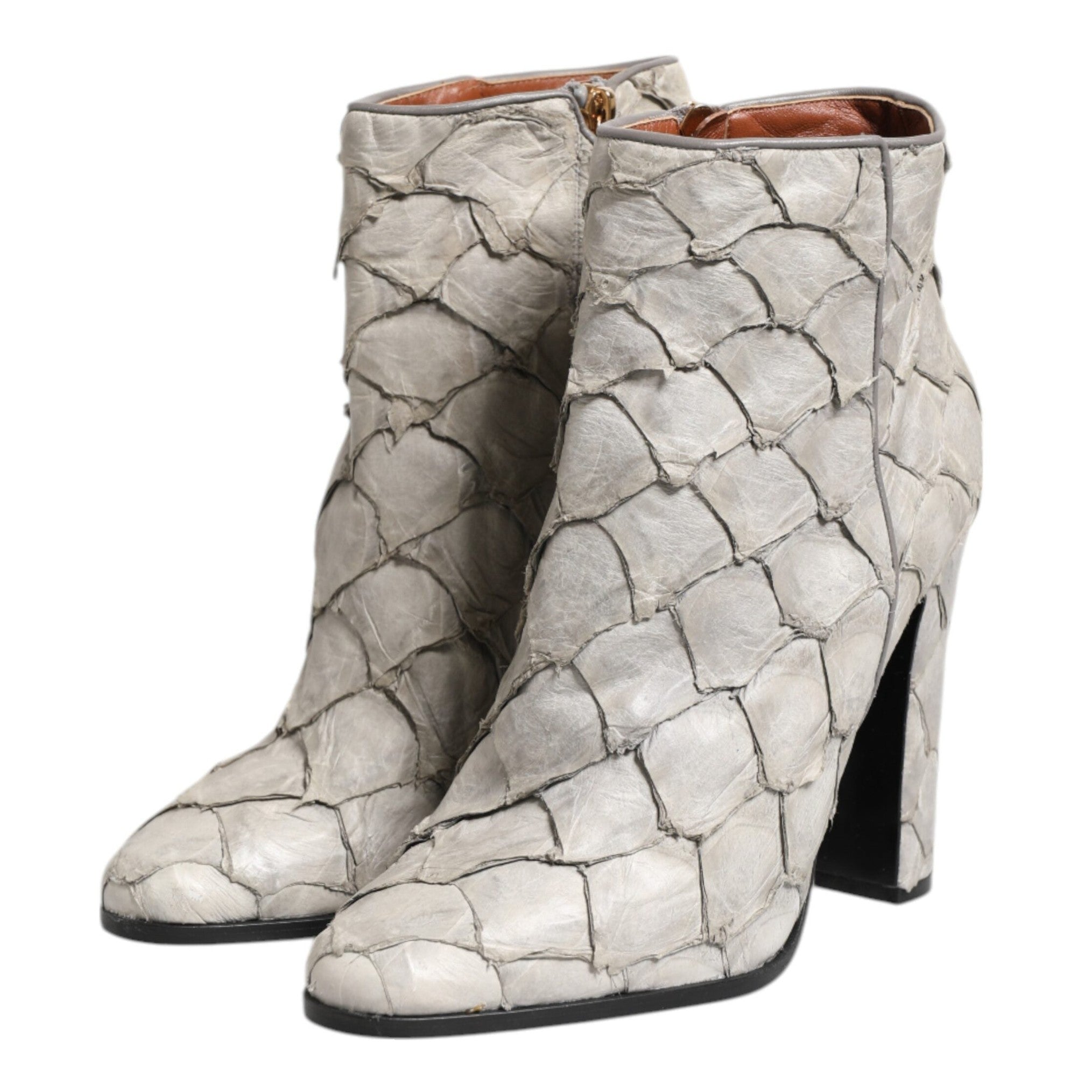 Dolce & Gabbana Off White Leather Heels Ankle Boots Shoes