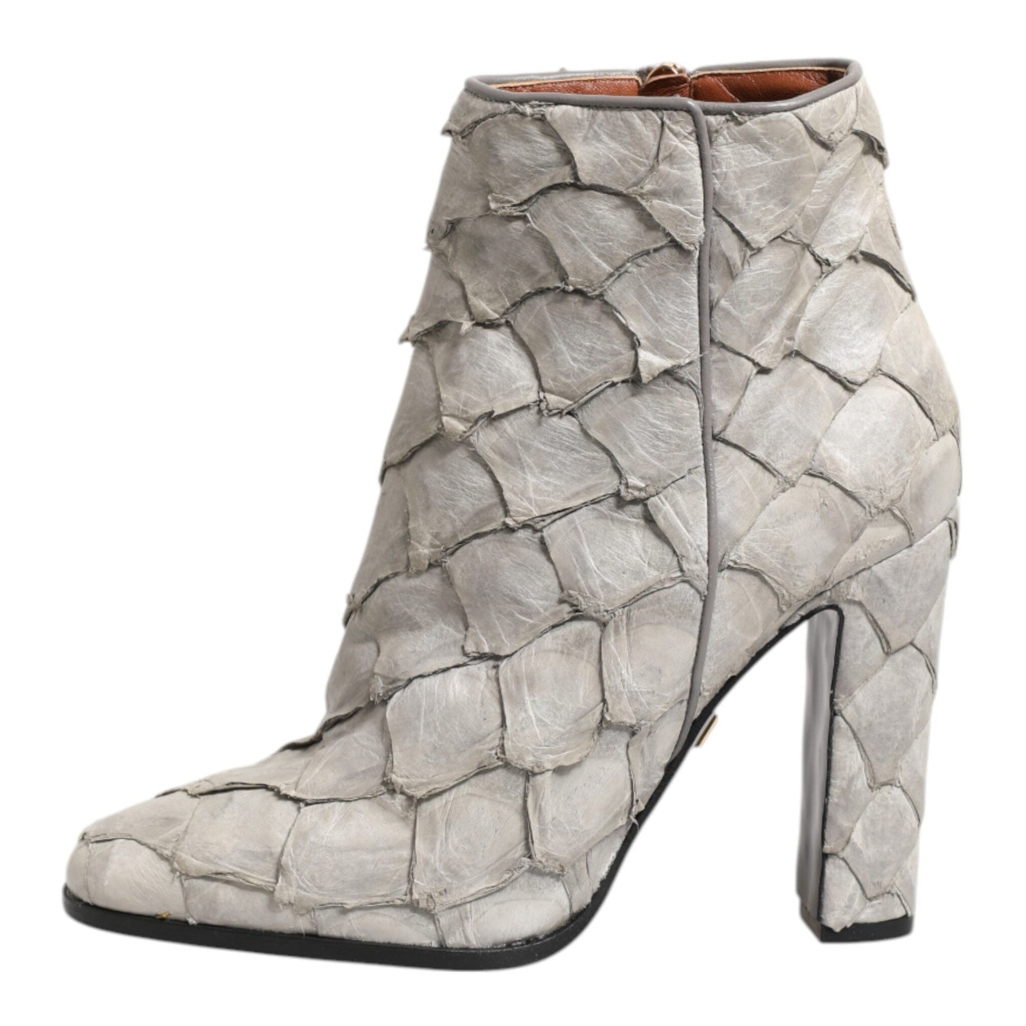 Dolce & Gabbana Off White Leather Heels Ankle Boots Shoes