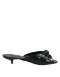 Dolce & Gabbana Black Leather Heels Slides Sandals Shoes - Eljoys Fashion 