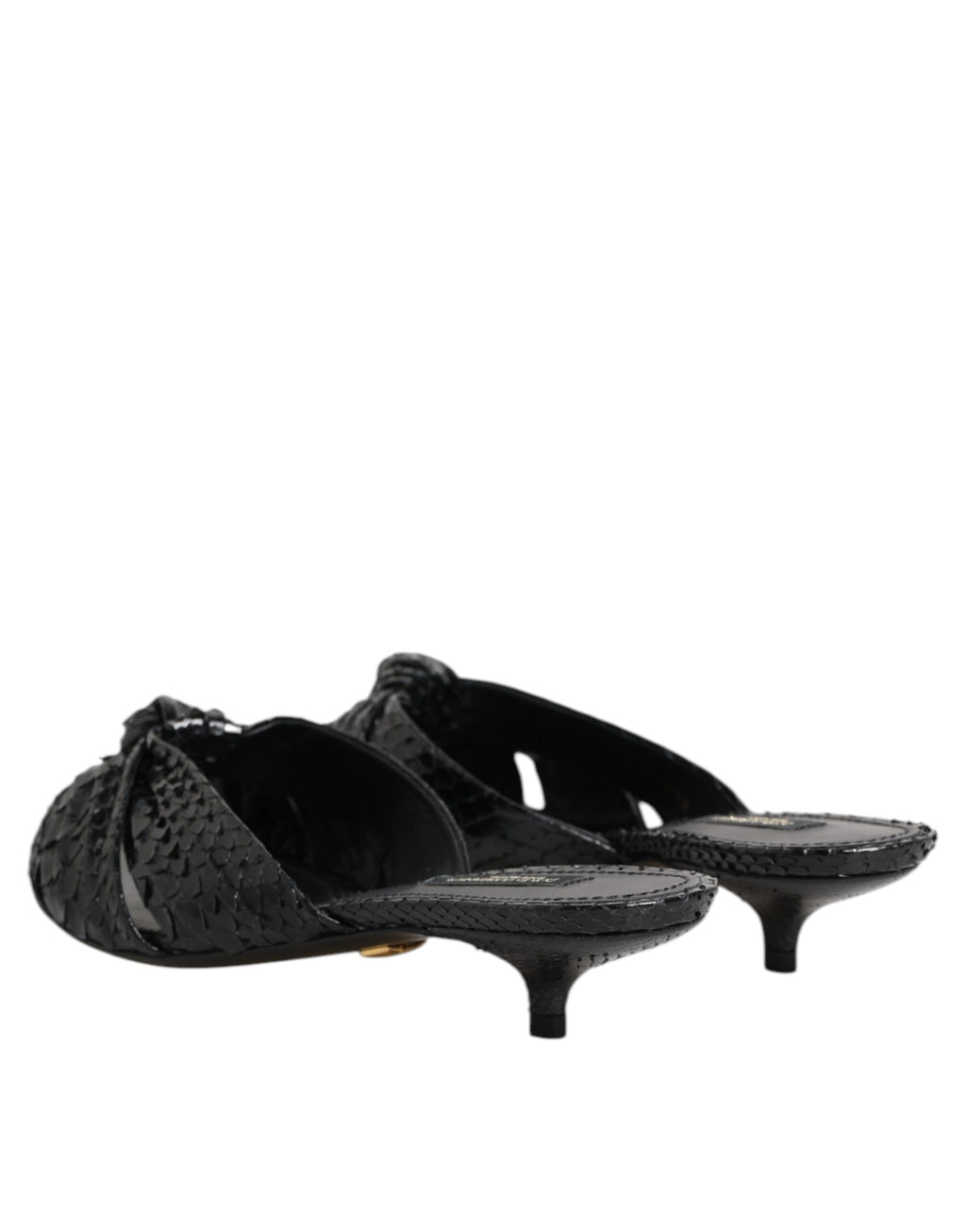 Dolce & Gabbana Black Leather Heels Slides Sandals Shoes - Eljoys Fashion 