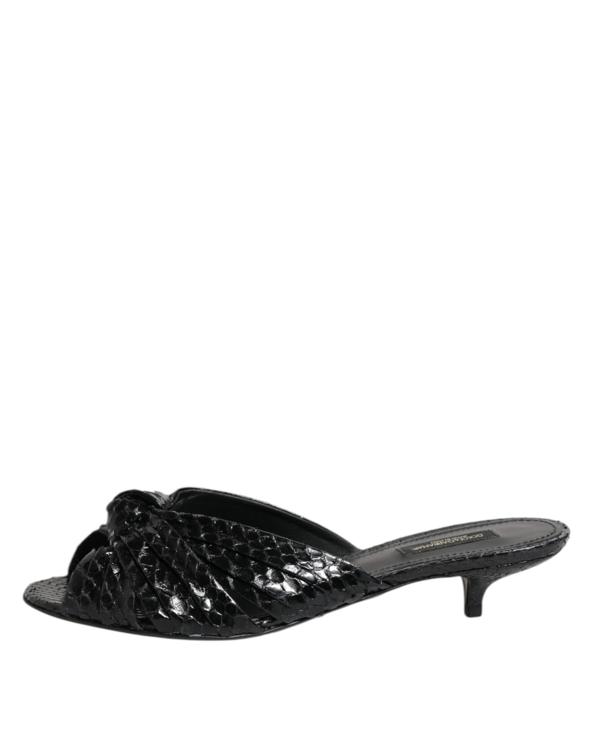 Dolce & Gabbana Black Leather Heels Slides Sandals Shoes - Eljoys Fashion 