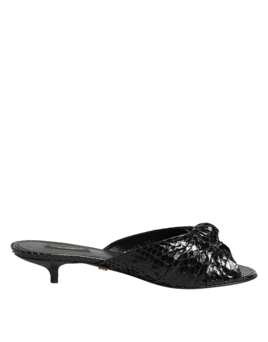 Dolce & Gabbana Black Leather Heels Slides Sandals Shoes - Eljoys Fashion 