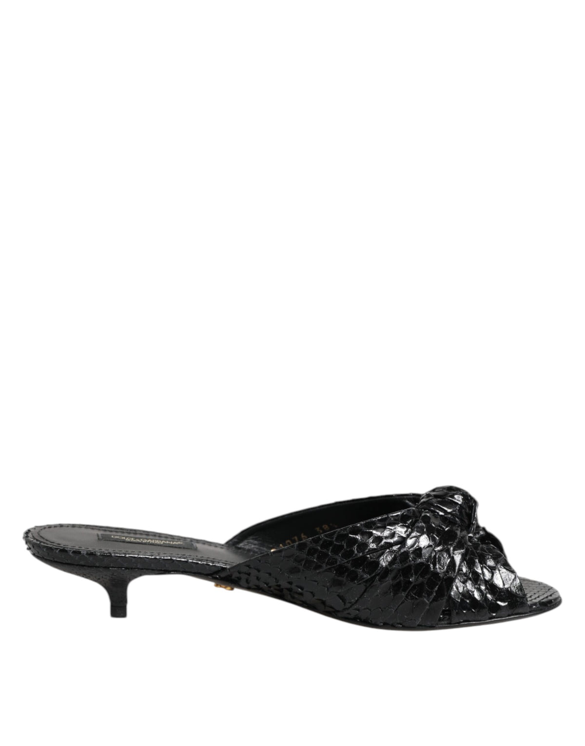 Dolce & Gabbana Black Leather Heels Slides Sandals Shoes - Eljoys Fashion 