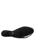 Dolce & Gabbana Black Leather Heels Slides Sandals Shoes - Eljoys Fashion 