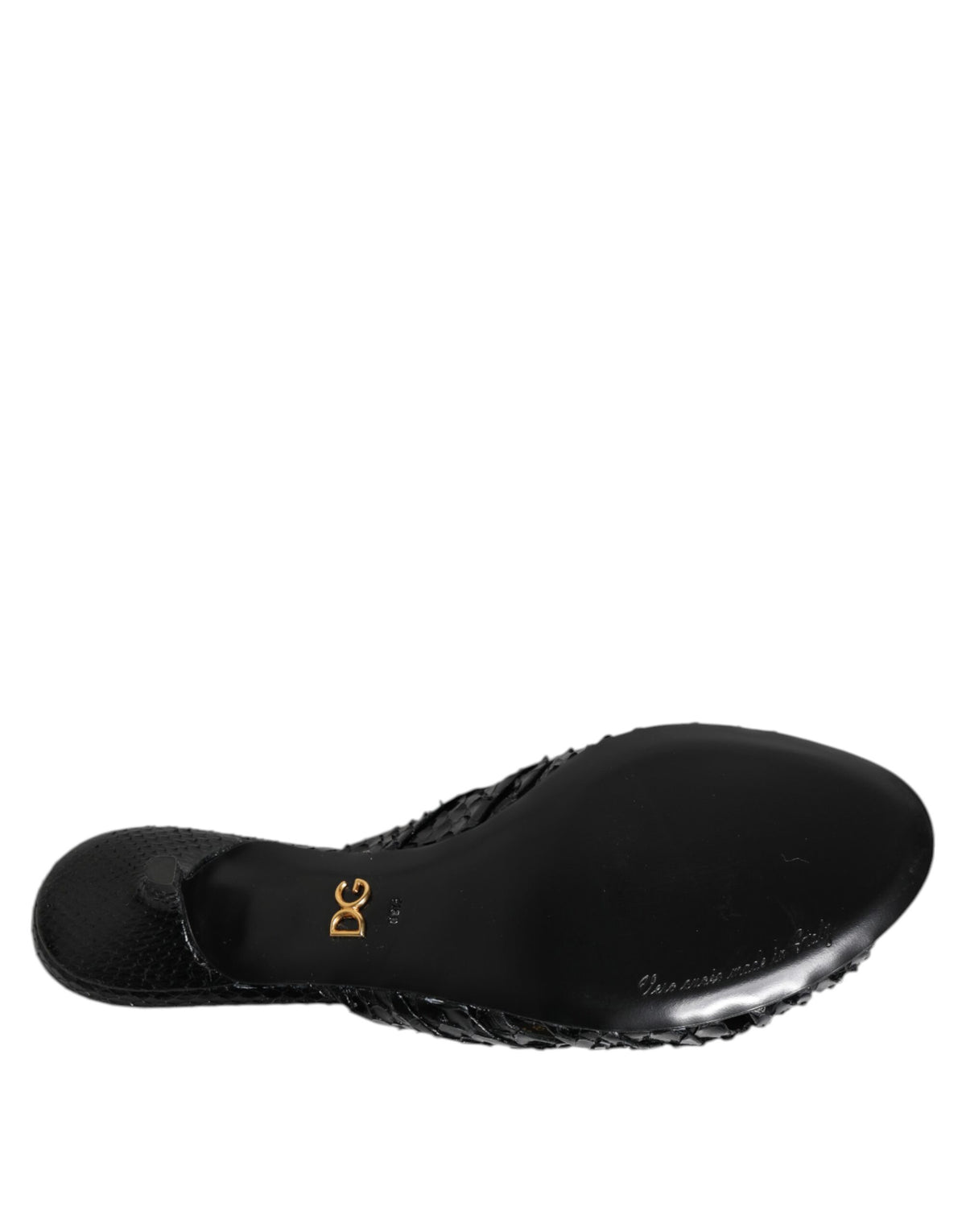 Dolce & Gabbana Black Leather Heels Slides Sandals Shoes - Eljoys Fashion 