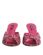 Dolce & Gabbana Pink Leather Heels Slides Sandals Shoes