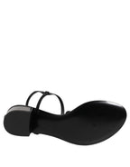 Dolce & Gabbana Black Leather Crystal Ankle Strap Sandals Shoes - Eljoys Fashion 