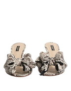 Dolce & Gabbana Multicolor Keira Bow Leather Peep Toe Mules Shoes - Eljoys Fashion 