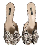 Dolce & Gabbana Multicolor Keira Bow Leather Peep Toe Mules Shoes - Eljoys Fashion 