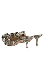 Dolce & Gabbana Multicolor Keira Bow Leather Peep Toe Mules Shoes - Eljoys Fashion 