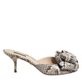 Dolce & Gabbana Multicolor Keira Bow Leather Peep Toe Mules Shoes
