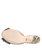 Dolce & Gabbana Multicolor Keira Bow Leather Peep Toe Mules Shoes - Eljoys Fashion 
