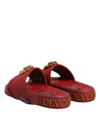 Dolce & Gabbana Red Devotion Matelassé Leather Slides Shoes - Eljoys Fashion 