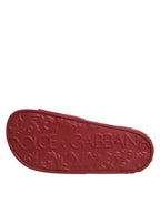 Dolce & Gabbana Red Devotion Matelassé Leather Slides Shoes - Eljoys Fashion 
