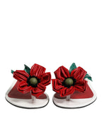 Dolce & Gabbana Red White KEIRA Flower Leather Sandals Shoes - Eljoys Fashion 