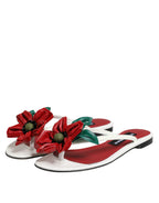 Dolce & Gabbana Red White KEIRA Flower Leather Sandals Shoes - Eljoys Fashion 