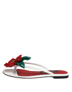Dolce & Gabbana Red White KEIRA Flower Leather Sandals Shoes - Eljoys Fashion 