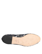Dolce & Gabbana Blue Taormina Lace Crystals Flats Shoes - Eljoys Fashion 
