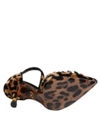 Dolce & Gabbana Brown Leopard Crystal Roses Pumps Shoes - Eljoys Fashion 