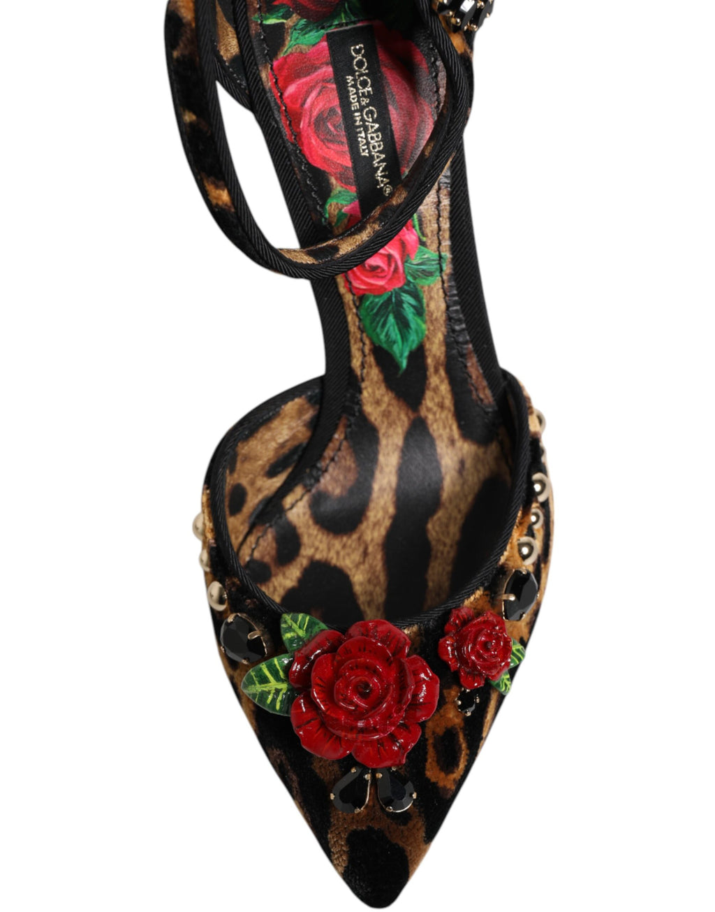 Dolce & Gabbana Brown Leopard Crystal Roses Pumps Shoes - Eljoys Fashion 