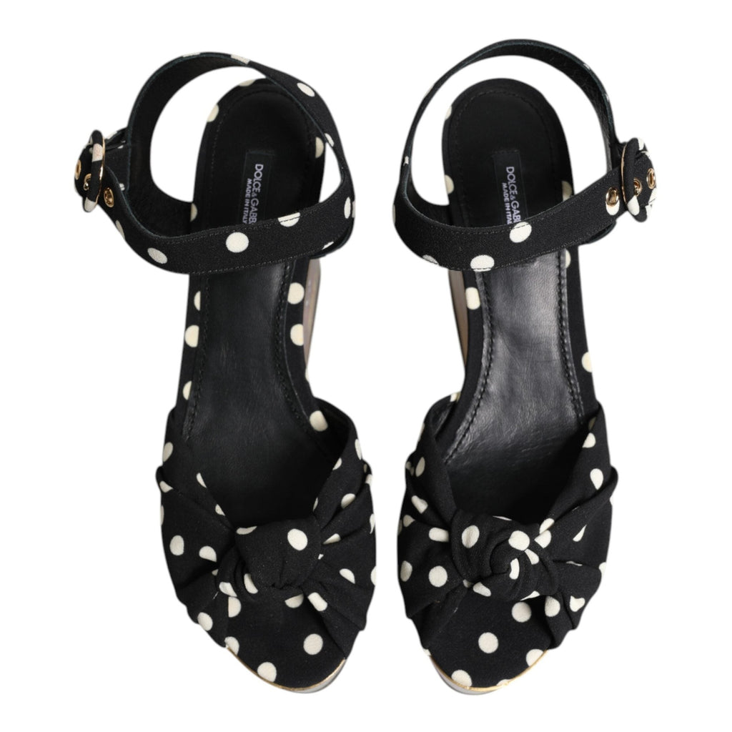 Dolce & Gabbana Multicolor Fish Polka Dot Wedge Sandals Shoes