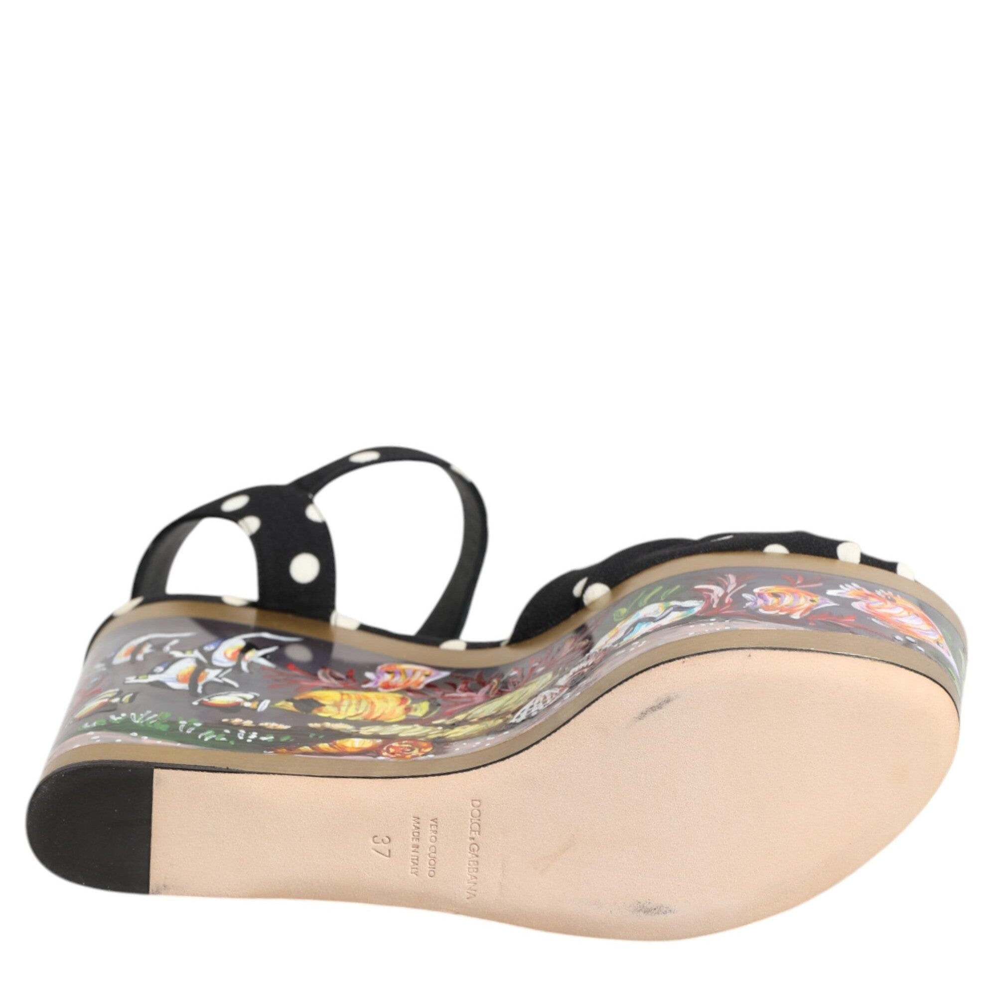 Dolce & Gabbana Multicolor Fish Polka Dot Wedge Sandals Shoes