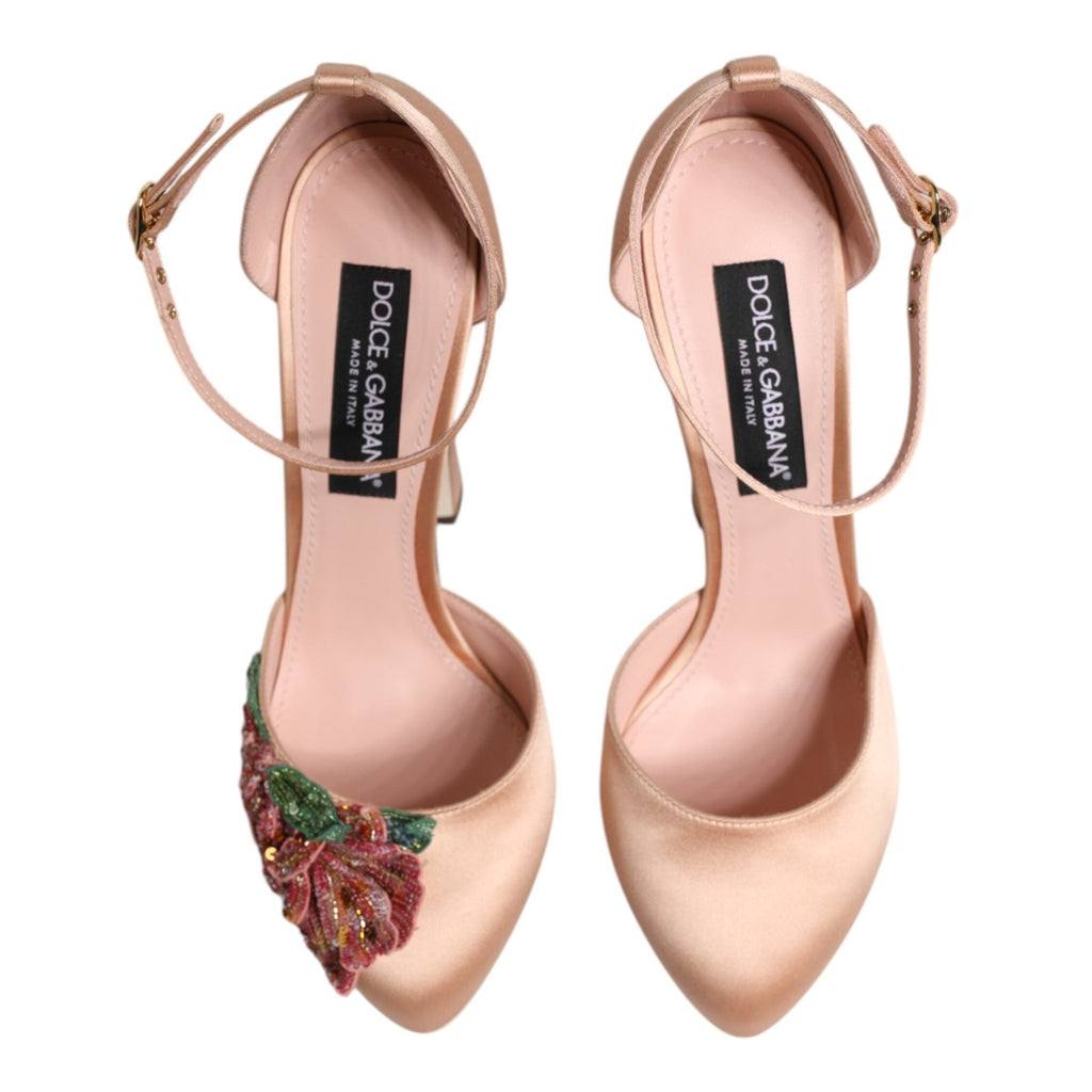 Dolce & Gabbana Pink Block Heels Ankle Strap Sandals Shoes