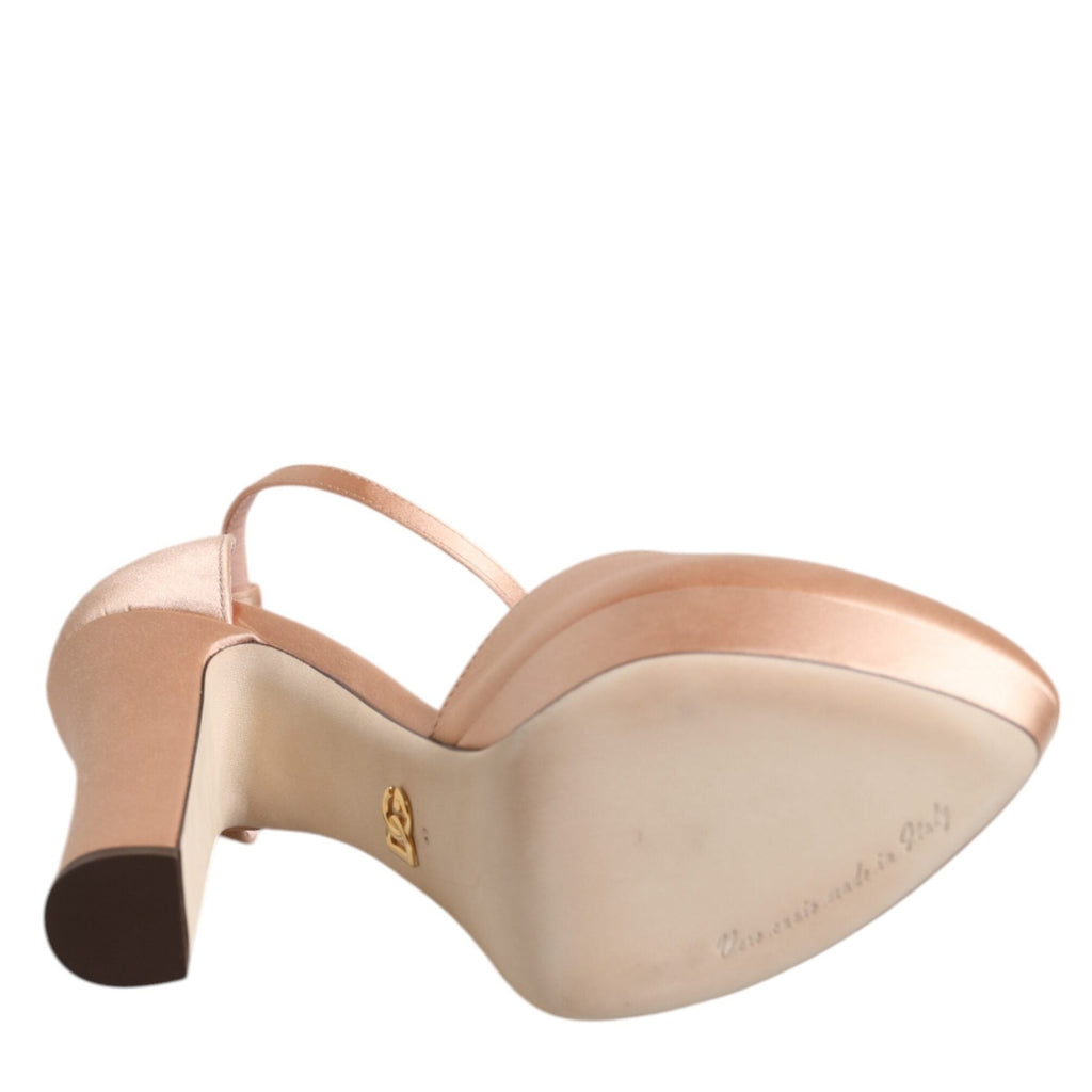 Dolce & Gabbana Pink Block Heels Ankle Strap Sandals Shoes