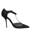 Dolce & Gabbana Black Mesh T-strap Stiletto High Heels Shoes
