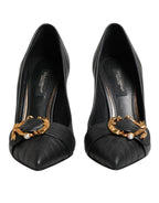 Dolce & Gabbana Black Devotion Leather Heels Pumps Shoes - Eljoys Fashion 