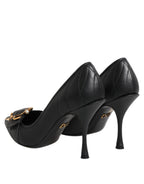 Dolce & Gabbana Black Devotion Leather Heels Pumps Shoes - Eljoys Fashion 