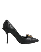 Dolce & Gabbana Black Devotion Leather Heels Pumps Shoes - Eljoys Fashion 